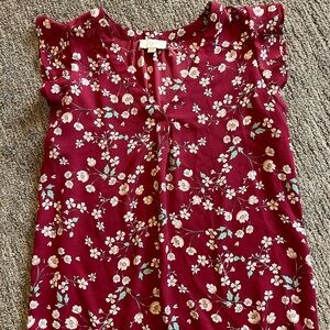 LOFT flutter sleeve floral blouse